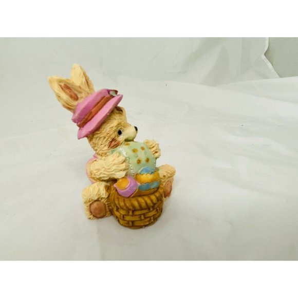 Estate Easter Decor, Bunny 3" Resin for small village-display Girl with eggs - Picture 2 of 9